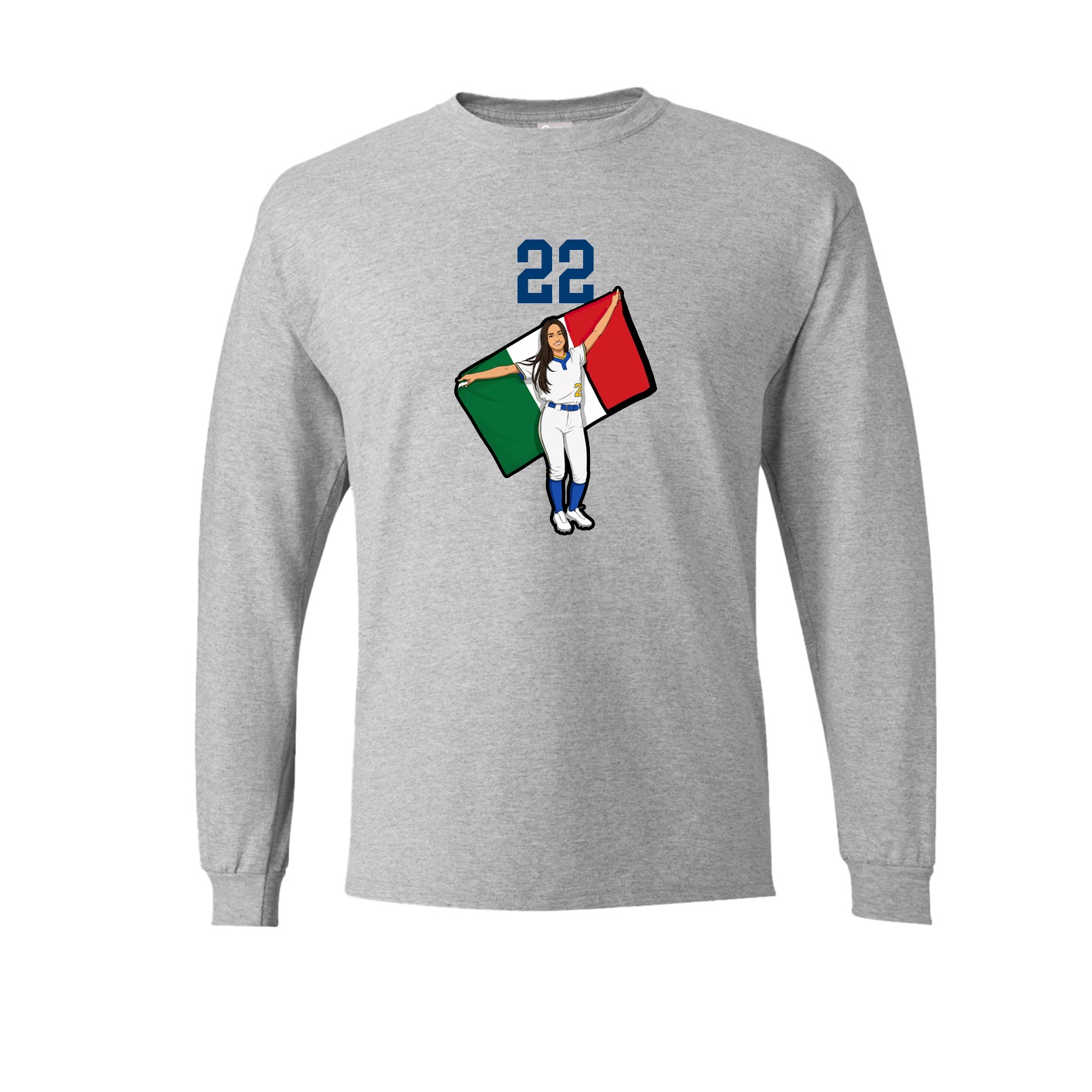 Long Sleeve Tee — Number Top in Grey