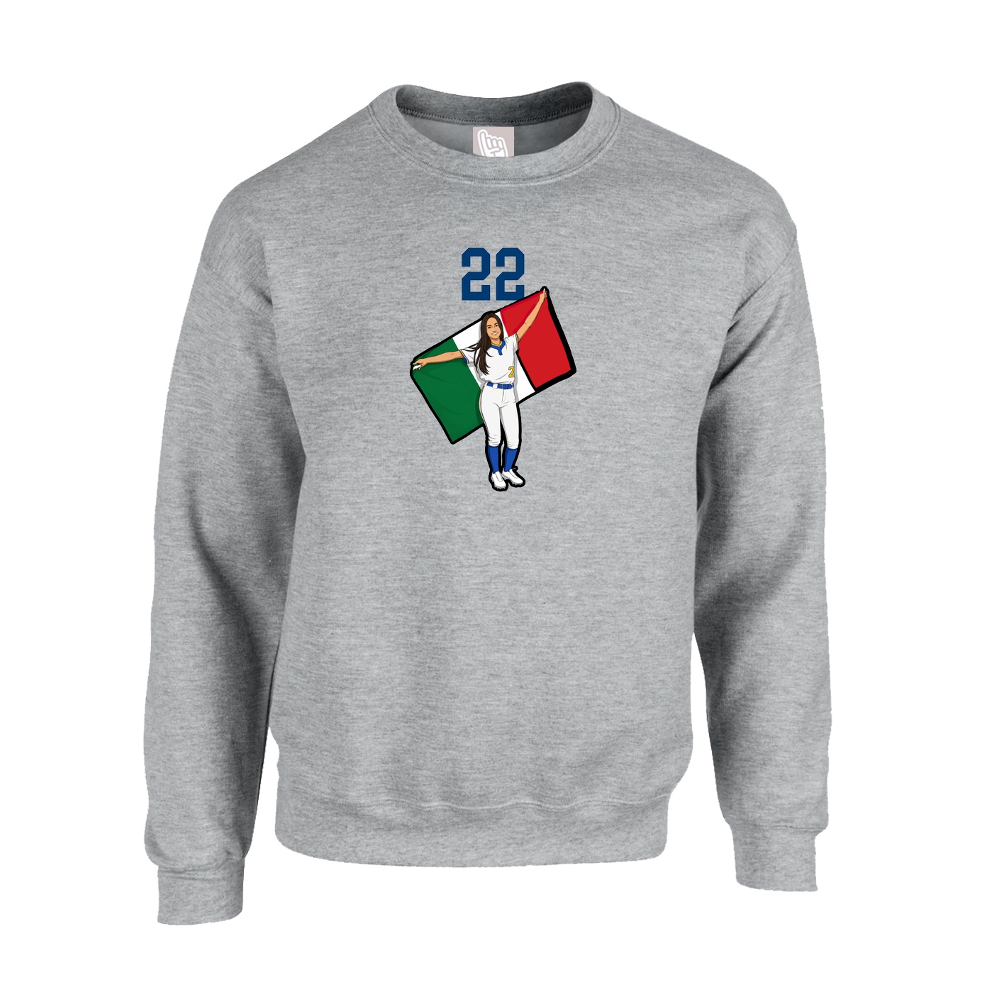 Fleece Crew — Number Top in Grey