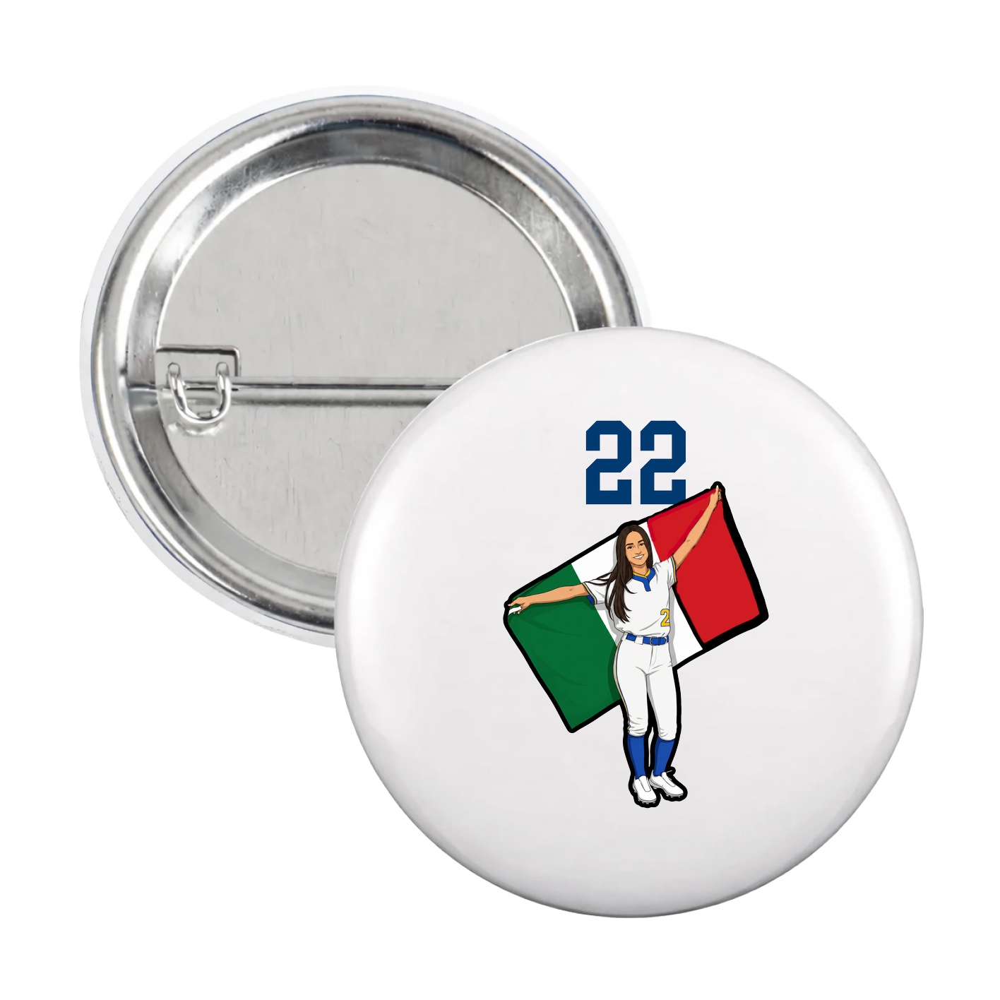 Game Day Button — Number Top in White