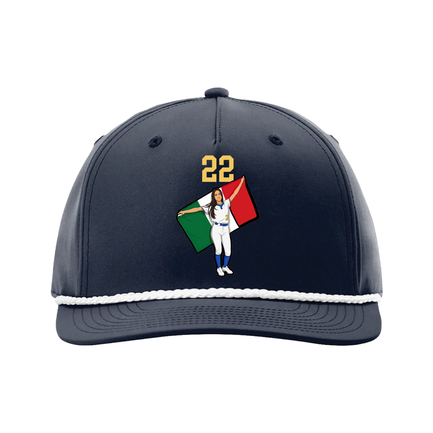 Five-Panel Classic Rope Cap — Number Top in Navy