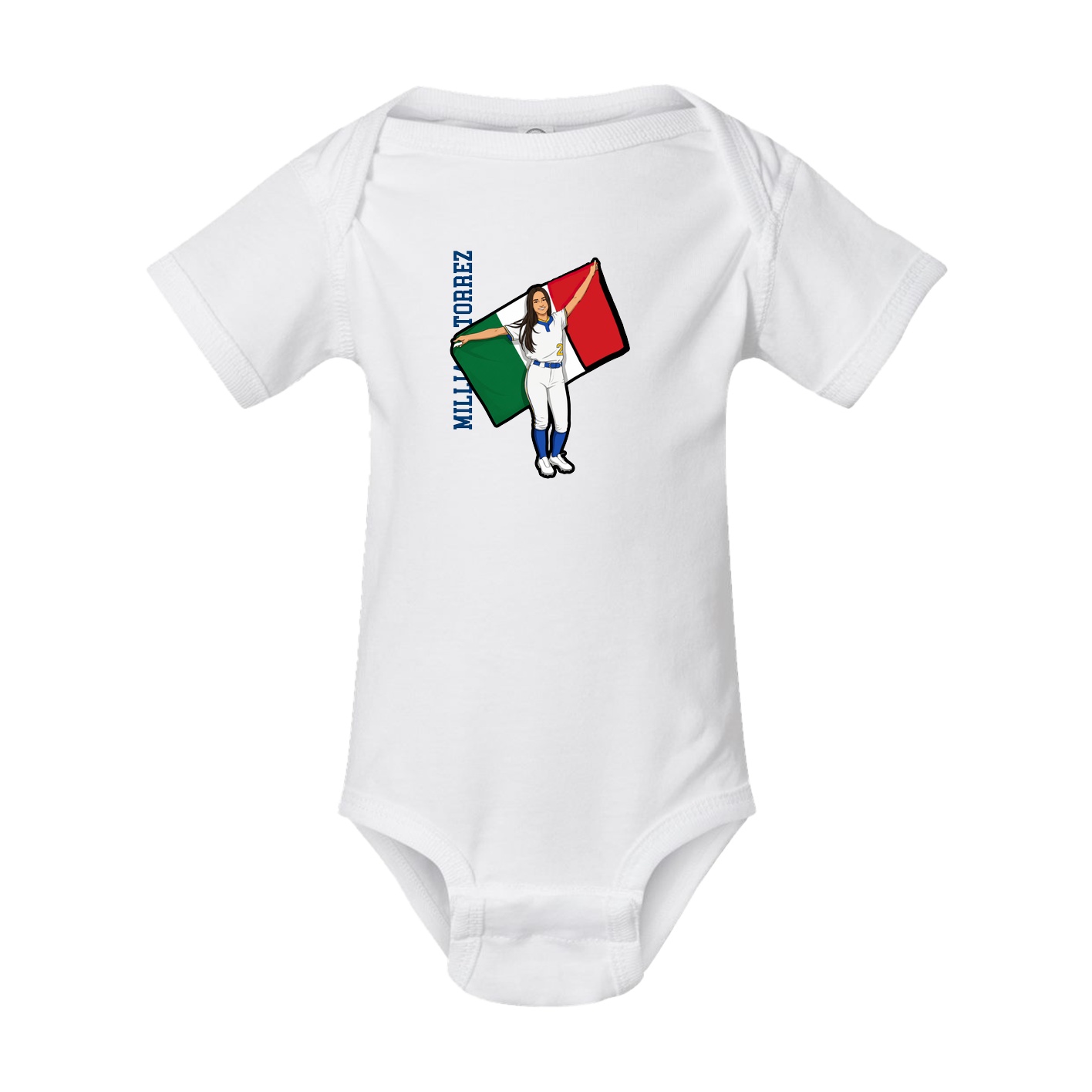 Baby Onesie — Name Vertical in White