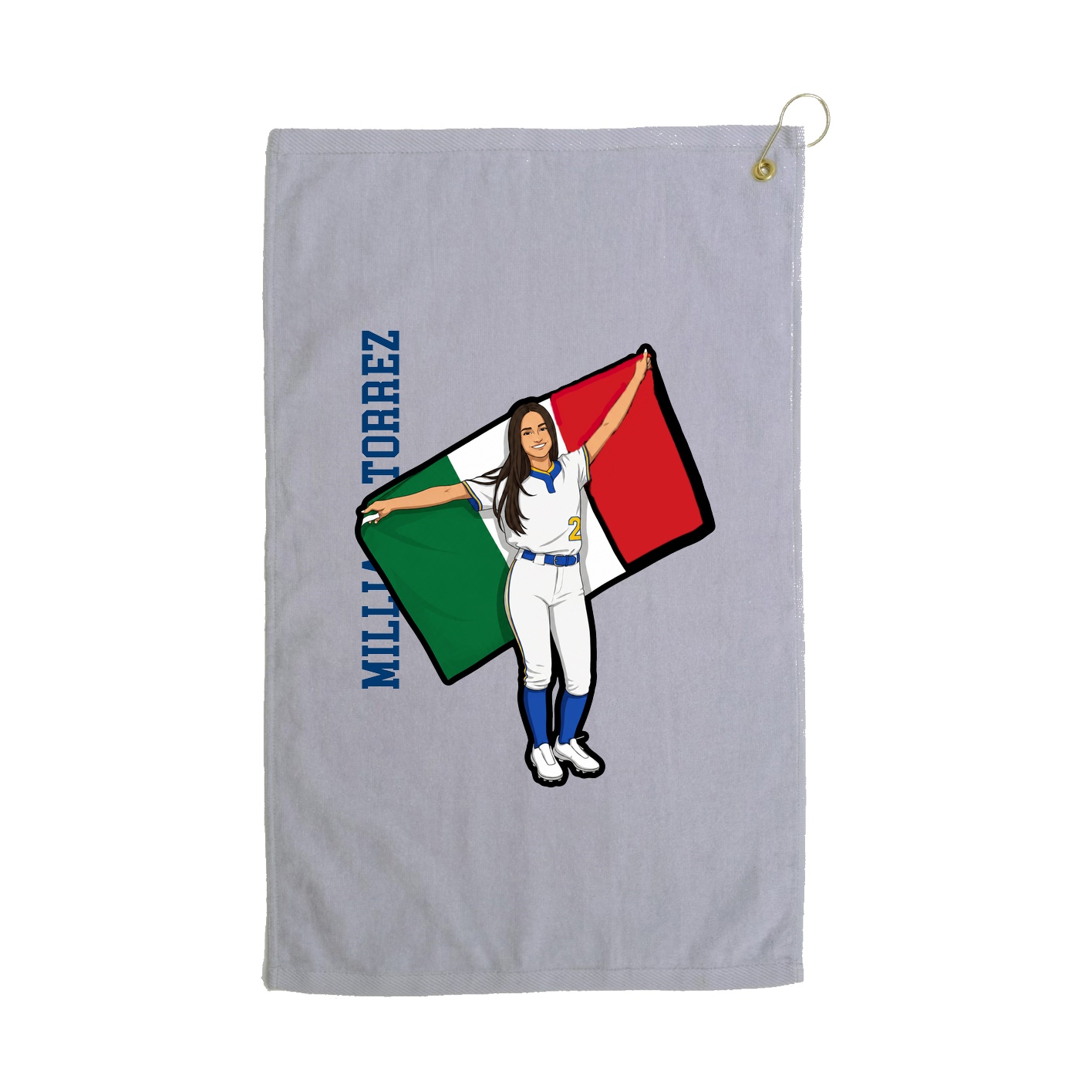 Golf Towel — Name Vertical in Grey