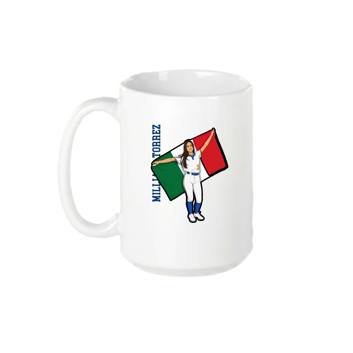 15oz Coffee Mug — Name Vertical in White