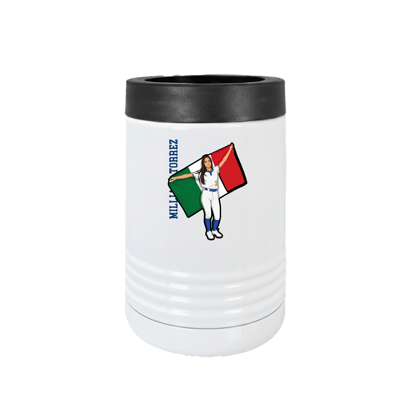 Beverage Holder — Name Vertical in White
