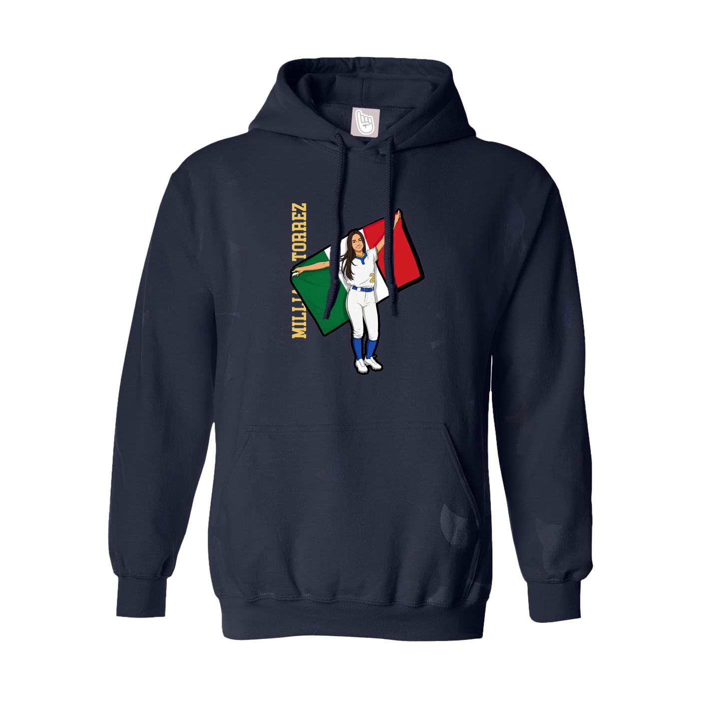 Youth Hoodie — Name Vertical in Navy