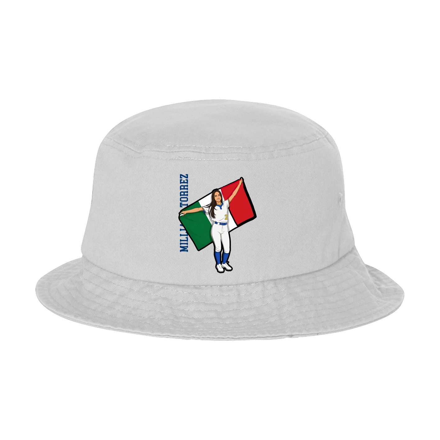 Bucket Cap — Name Vertical in White