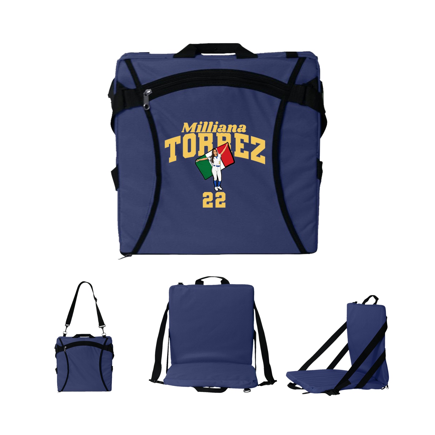 Folding Stadium Seat — Signature Arch in Navy