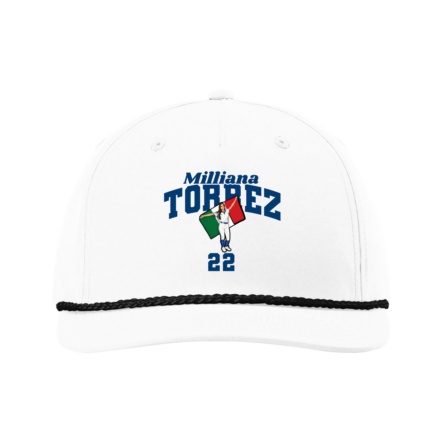 Five-Panel Classic Rope Cap — Signature Arch in White