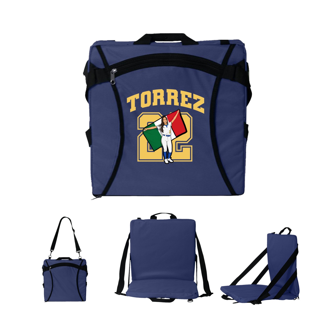 Folding Stadium Seat — Number in Navy