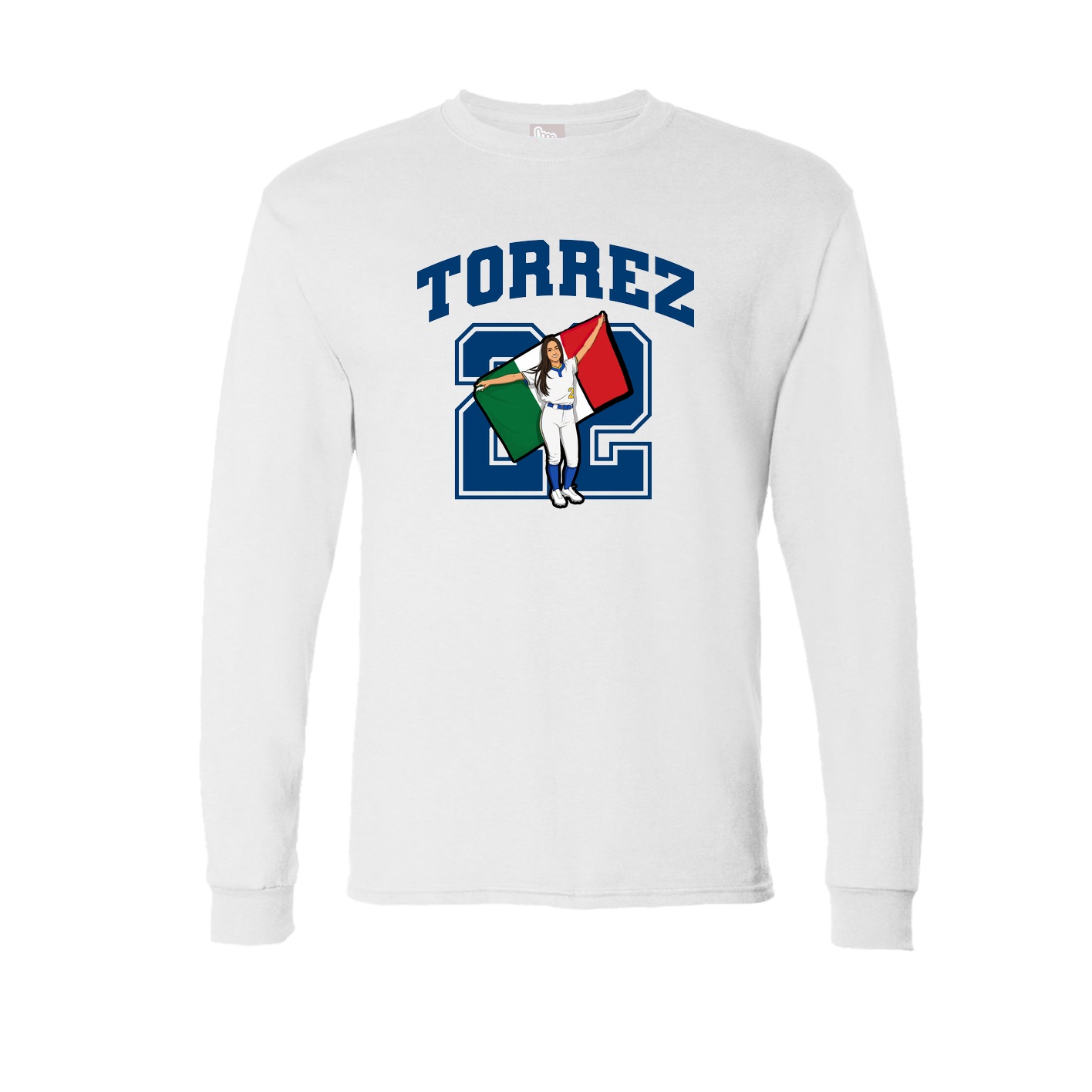 Long Sleeve Tee — Number in White