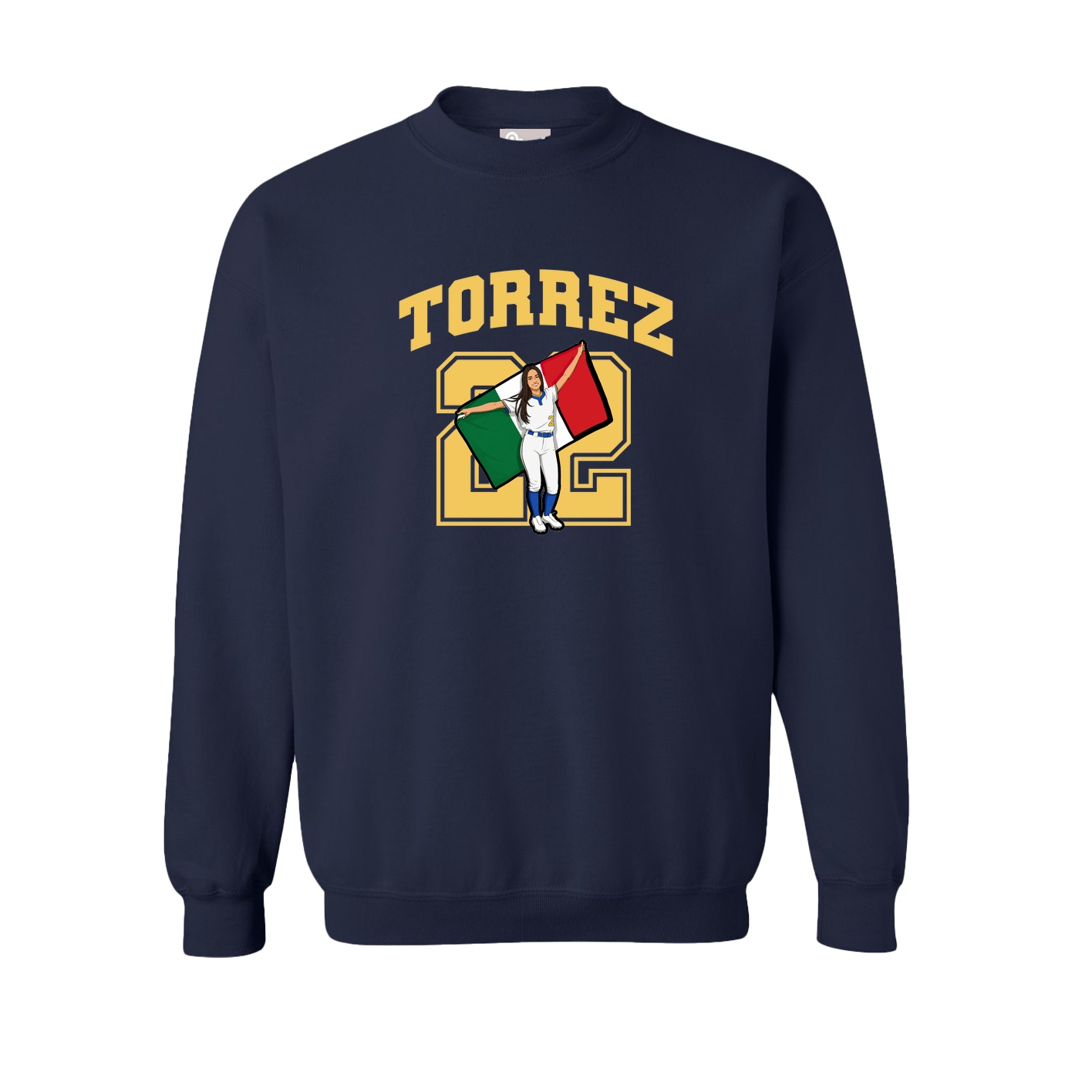 Fleece Crew — Number in Navy