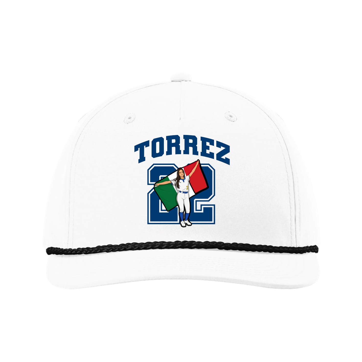 Five-Panel Classic Rope Cap — Number in White