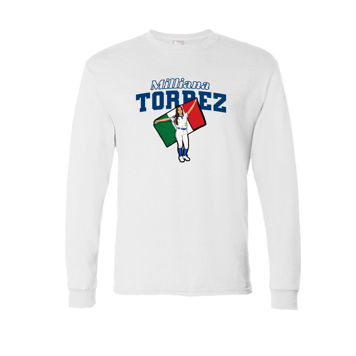 Long Sleeve Tee — Name Arch in White