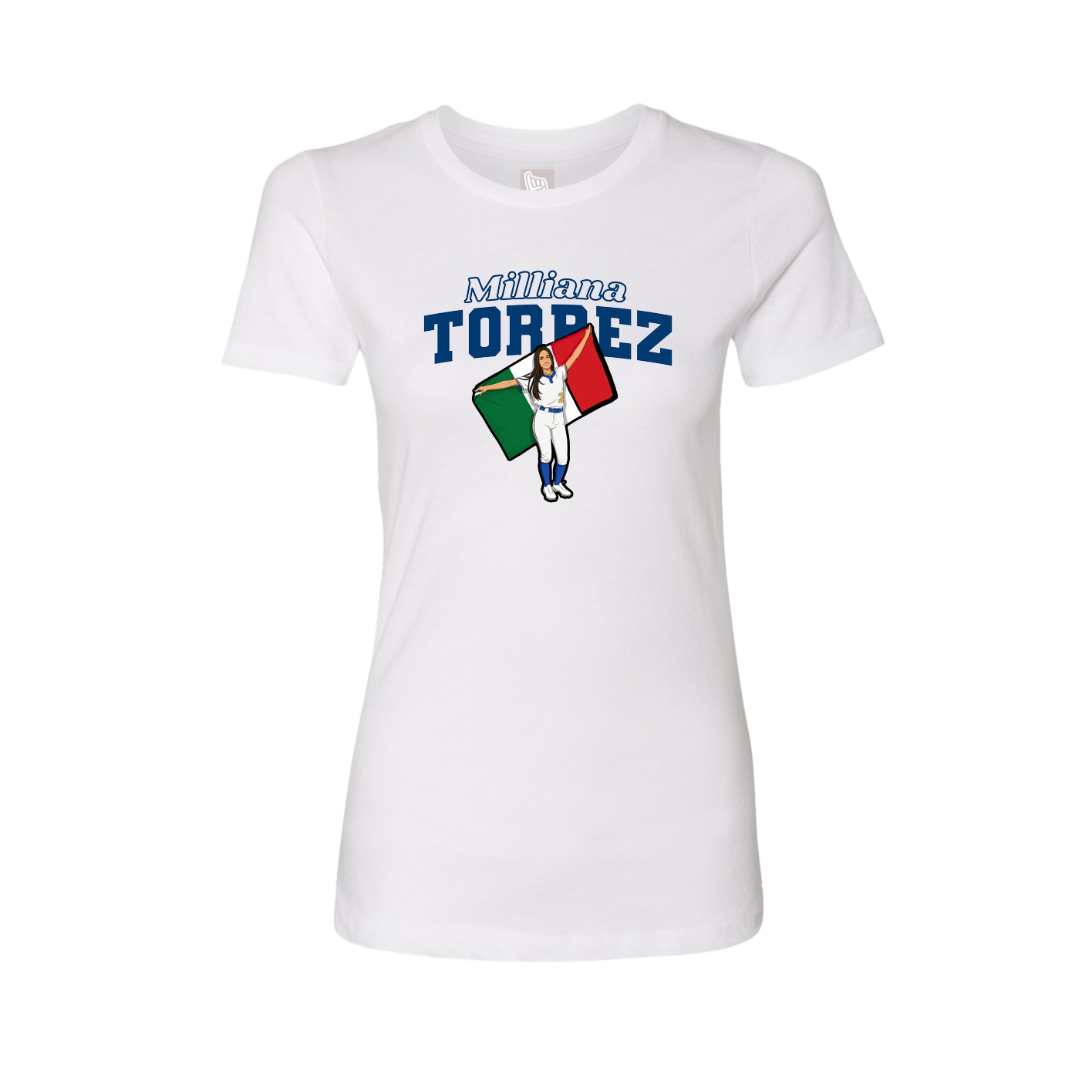 Fitted Women's Tee — Name Arch in White