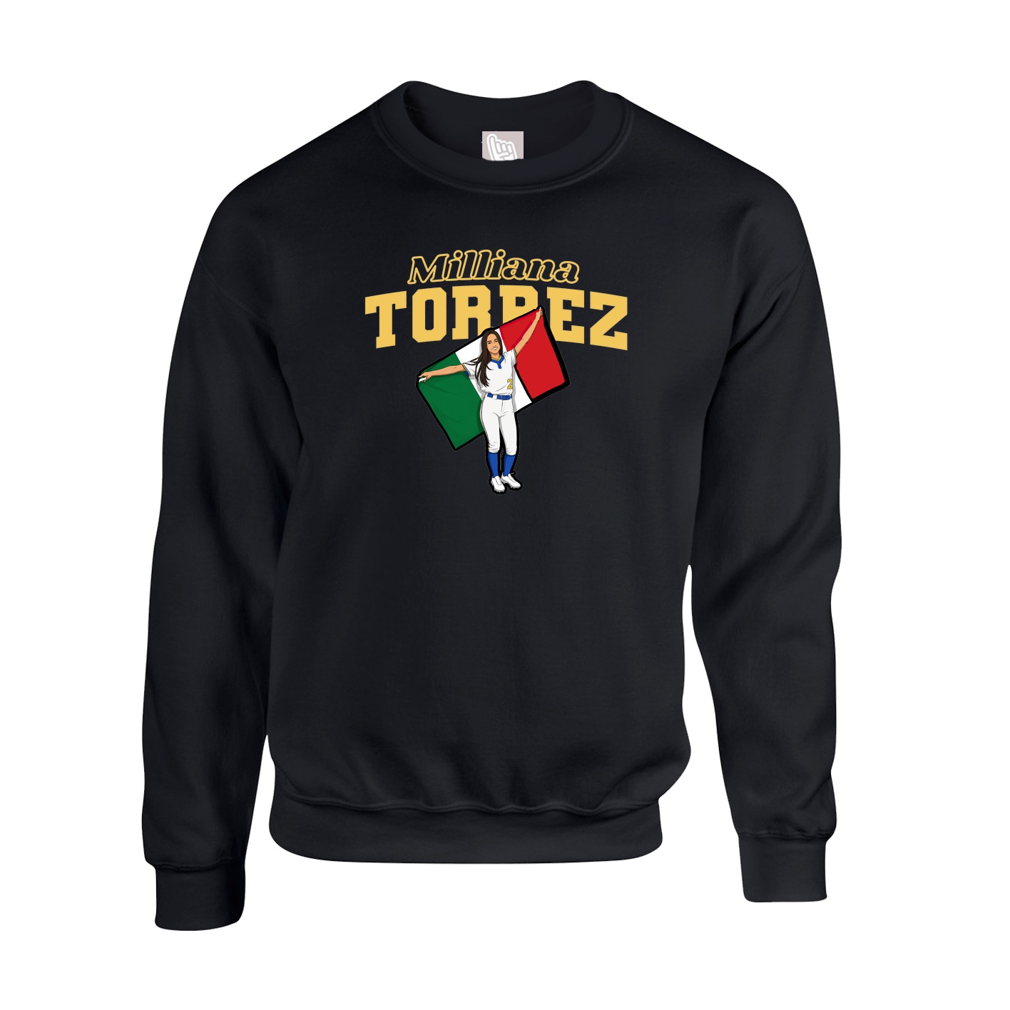 Fleece Crew — Name Arch in Black