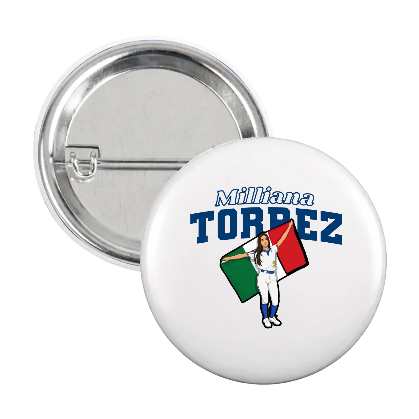 Game Day Button — Name Arch in White