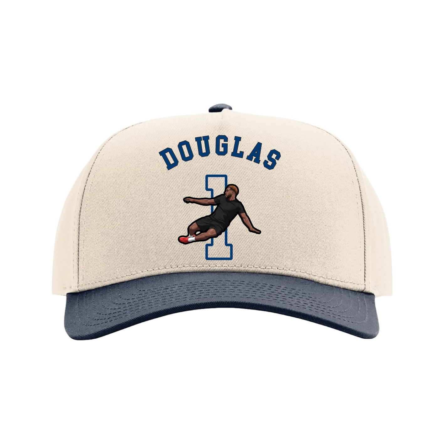 Full Fabric Five-Panel Champ Cap — Shirsey Arch in Cream/Navy