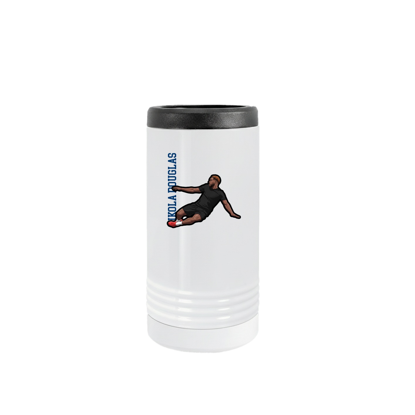 Slim Beverage Holder — Name Vertical in White