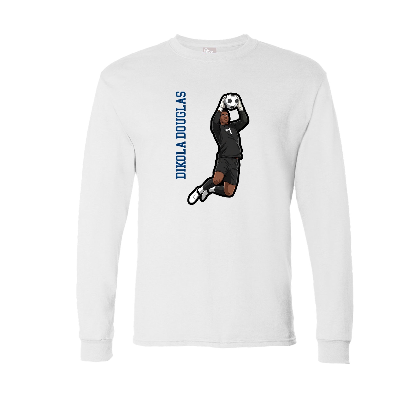 Long Sleeve Tee — Name Vertical in White