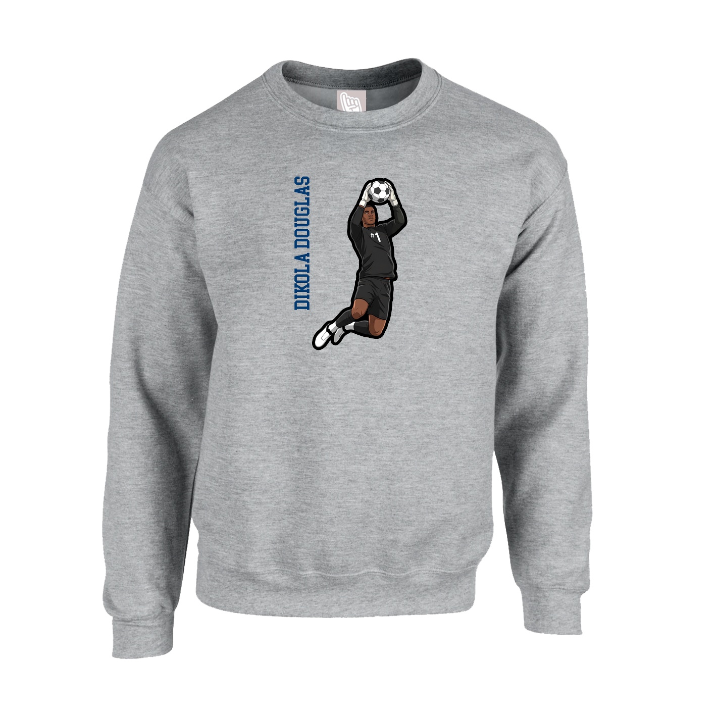 Fleece Crew — Name Vertical in Grey