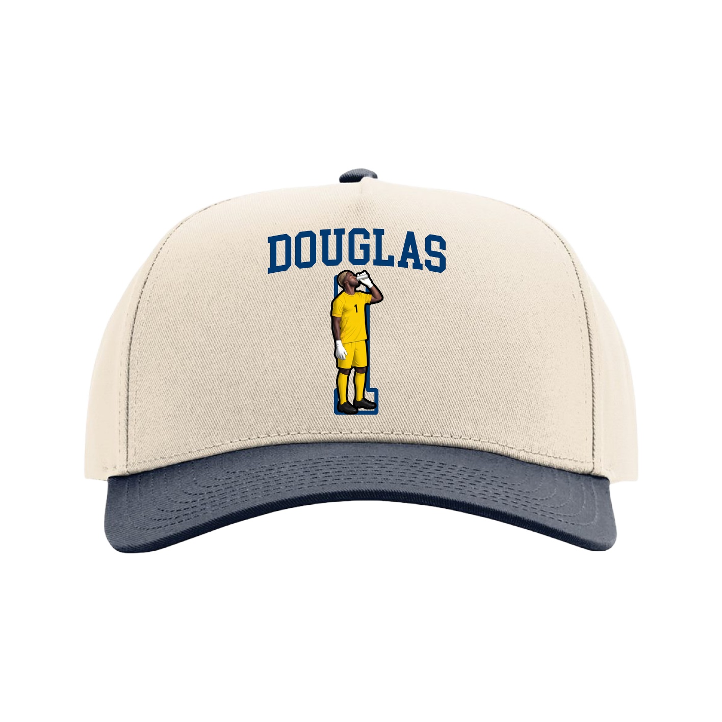Full Fabric Five-Panel Champ Cap — Shirsey in Cream/Navy