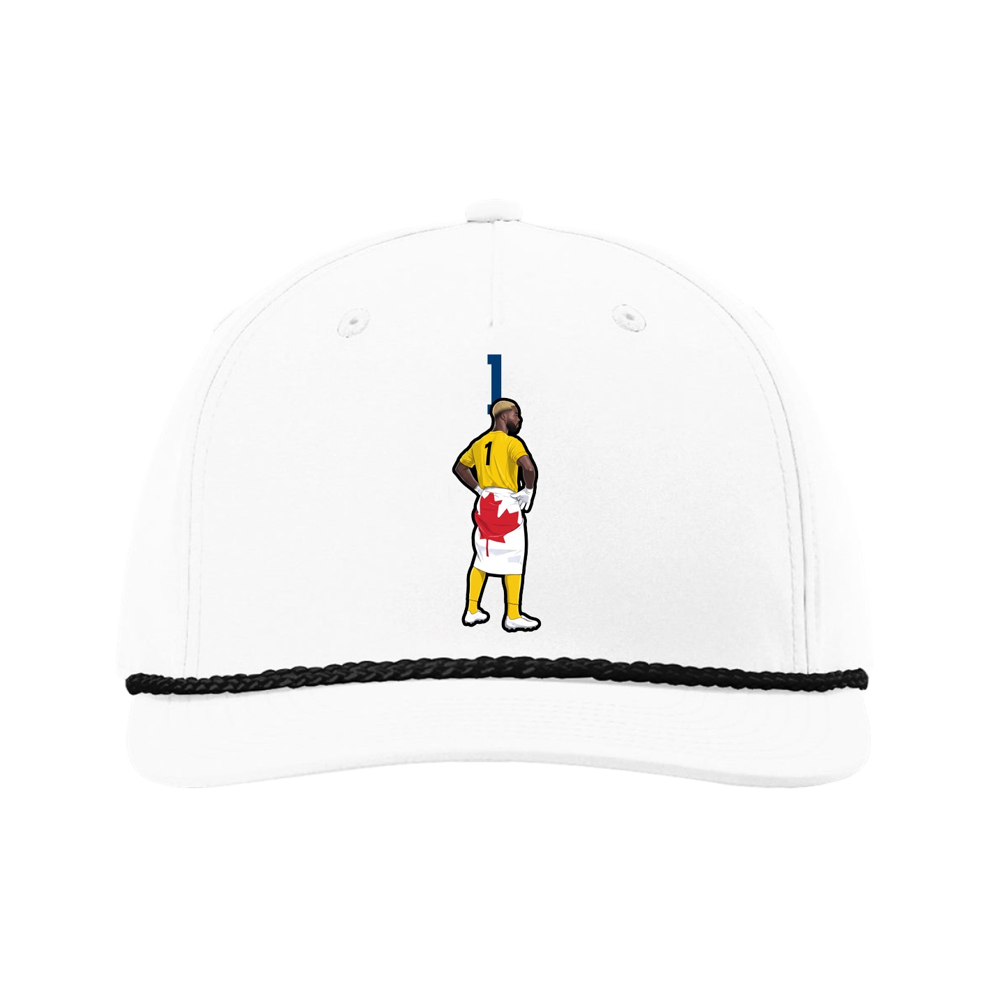 Five-Panel Classic Rope Cap — Number Top in White