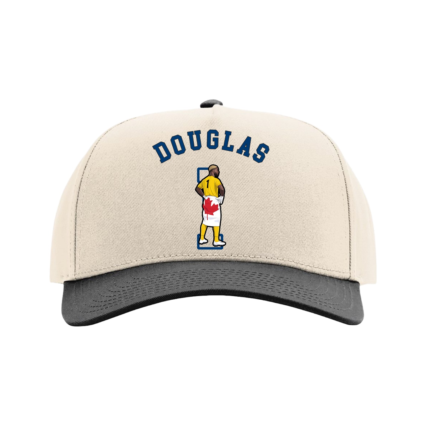 Full Fabric Five-Panel Champ Cap — Shirsey Arch in Cream/Black