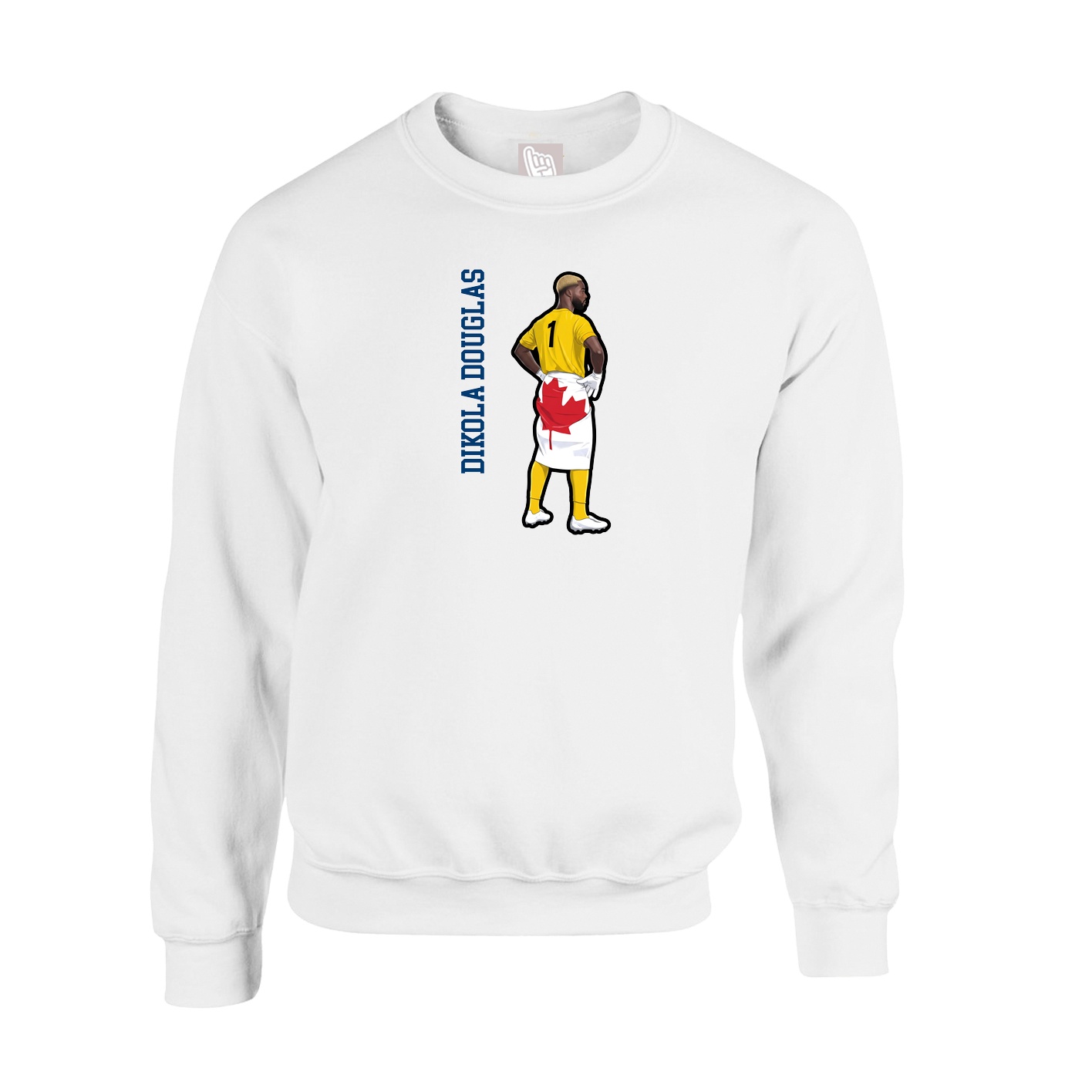 Fleece Crew — Name Vertical in White
