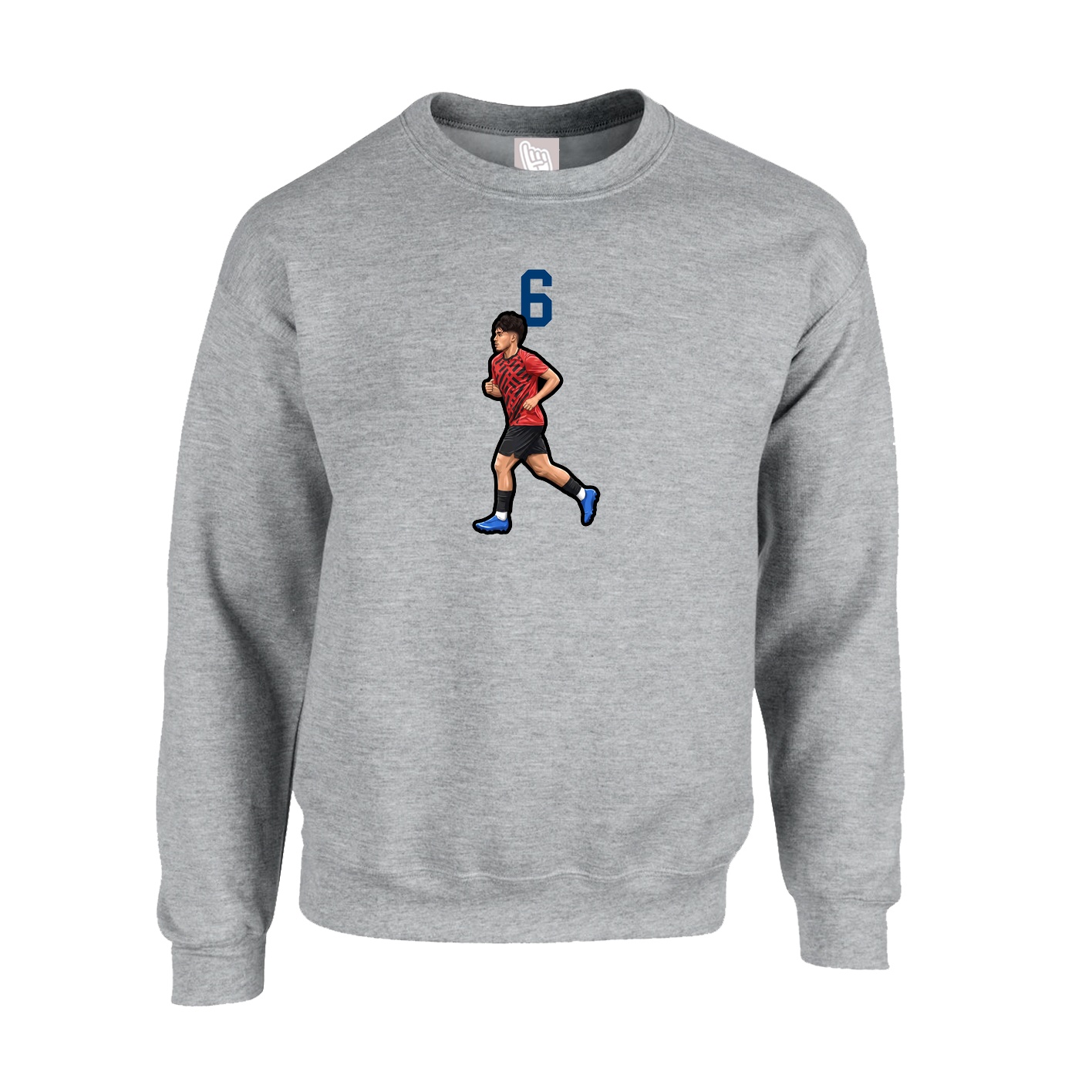 Fleece Crew — Number Top in Grey
