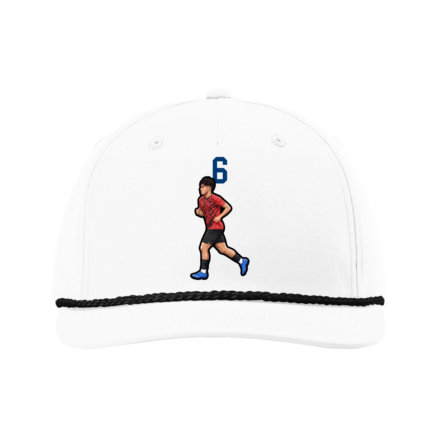 Five-Panel Classic Rope Cap — Number Top in White