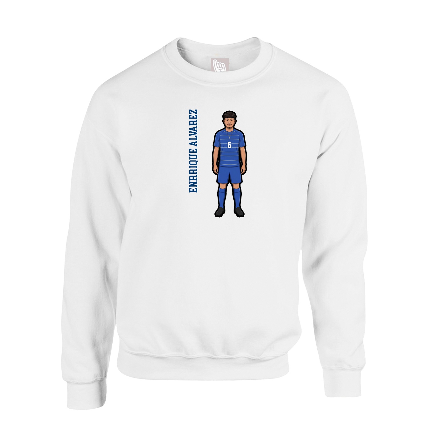 Fleece Crew — Name Vertical in White