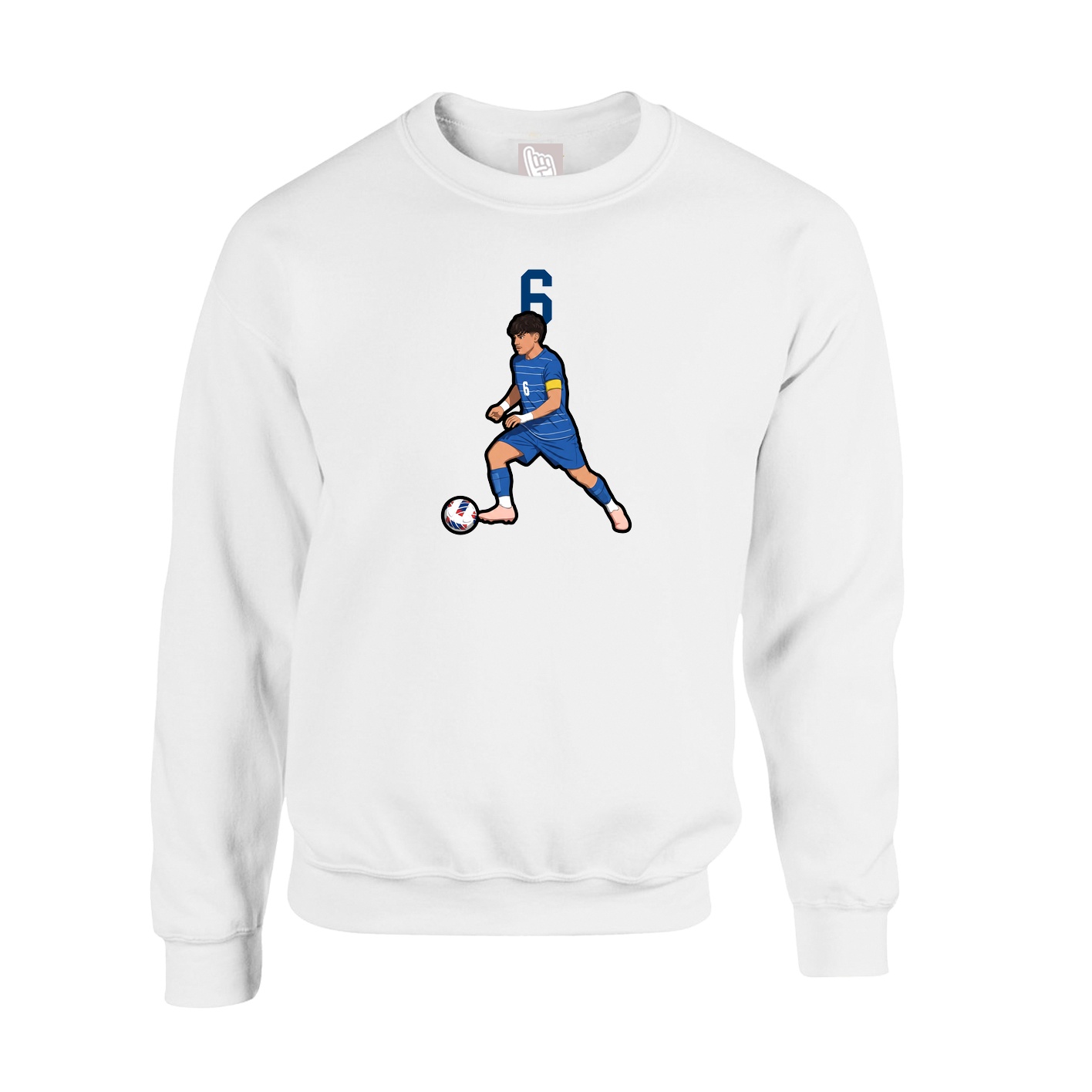 Fleece Crew — Number Top in White