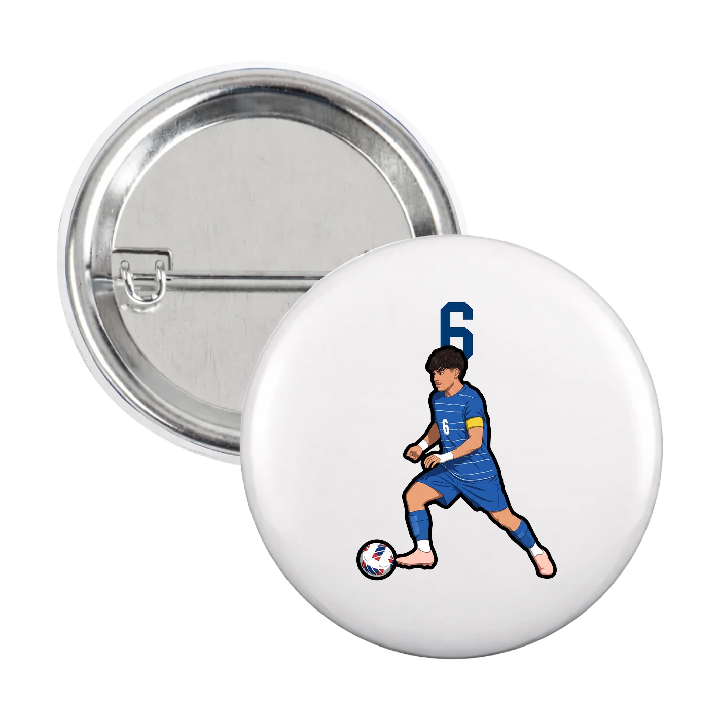 Game Day Button — Number Top in White