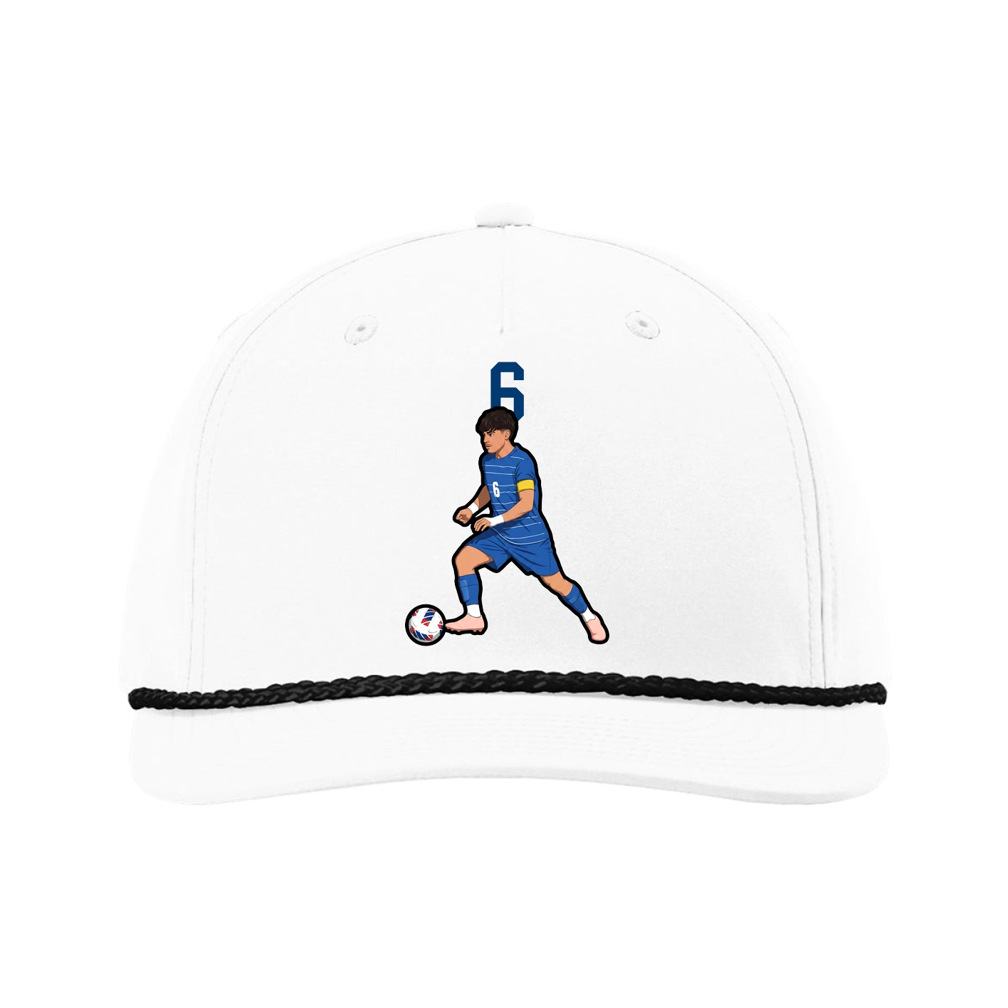 Five-Panel Classic Rope Cap — Number Top in White