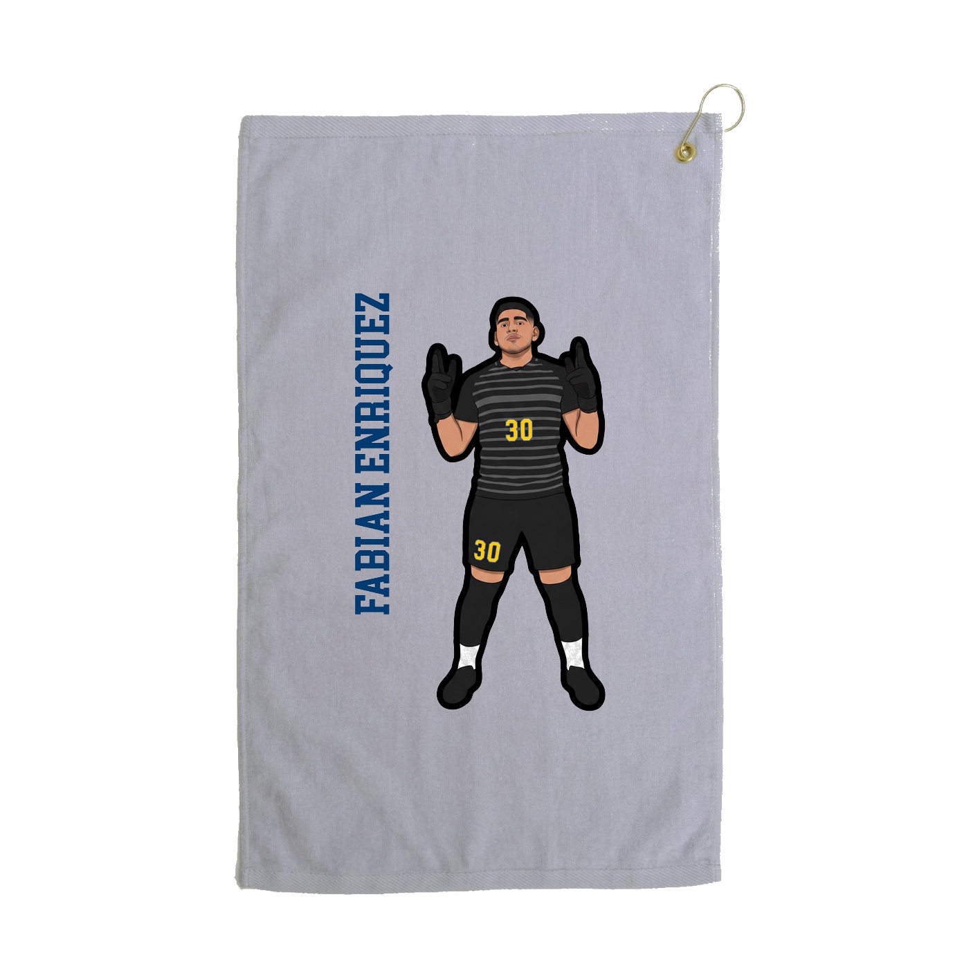 Golf Towel — Name Vertical in Grey