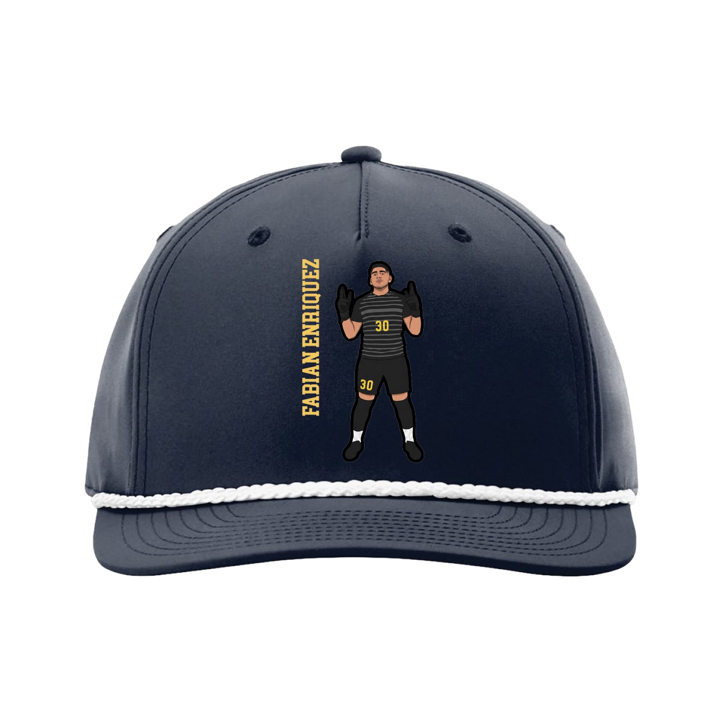 Five-Panel Classic Rope Cap — Name Vertical in Navy