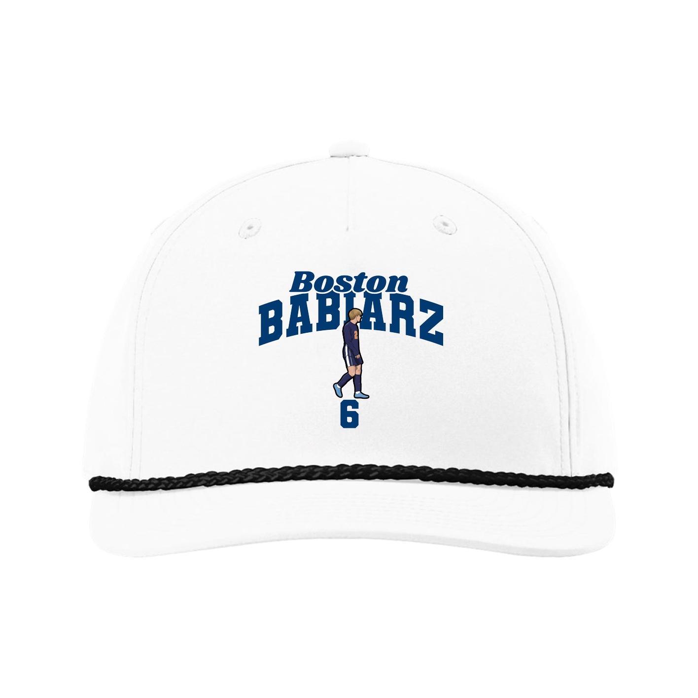 Five-Panel Classic Rope Cap — Signature Arch in White