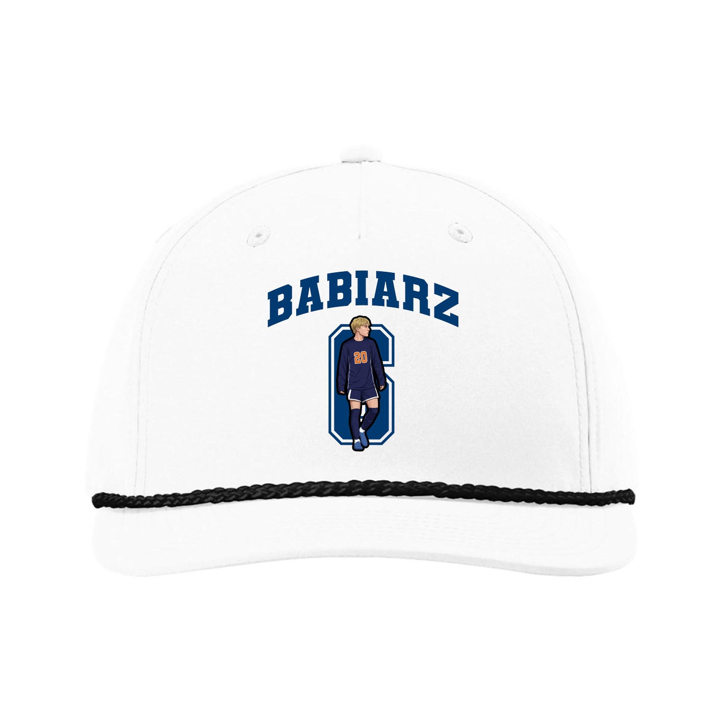 Five-Panel Classic Rope Cap — Number in White