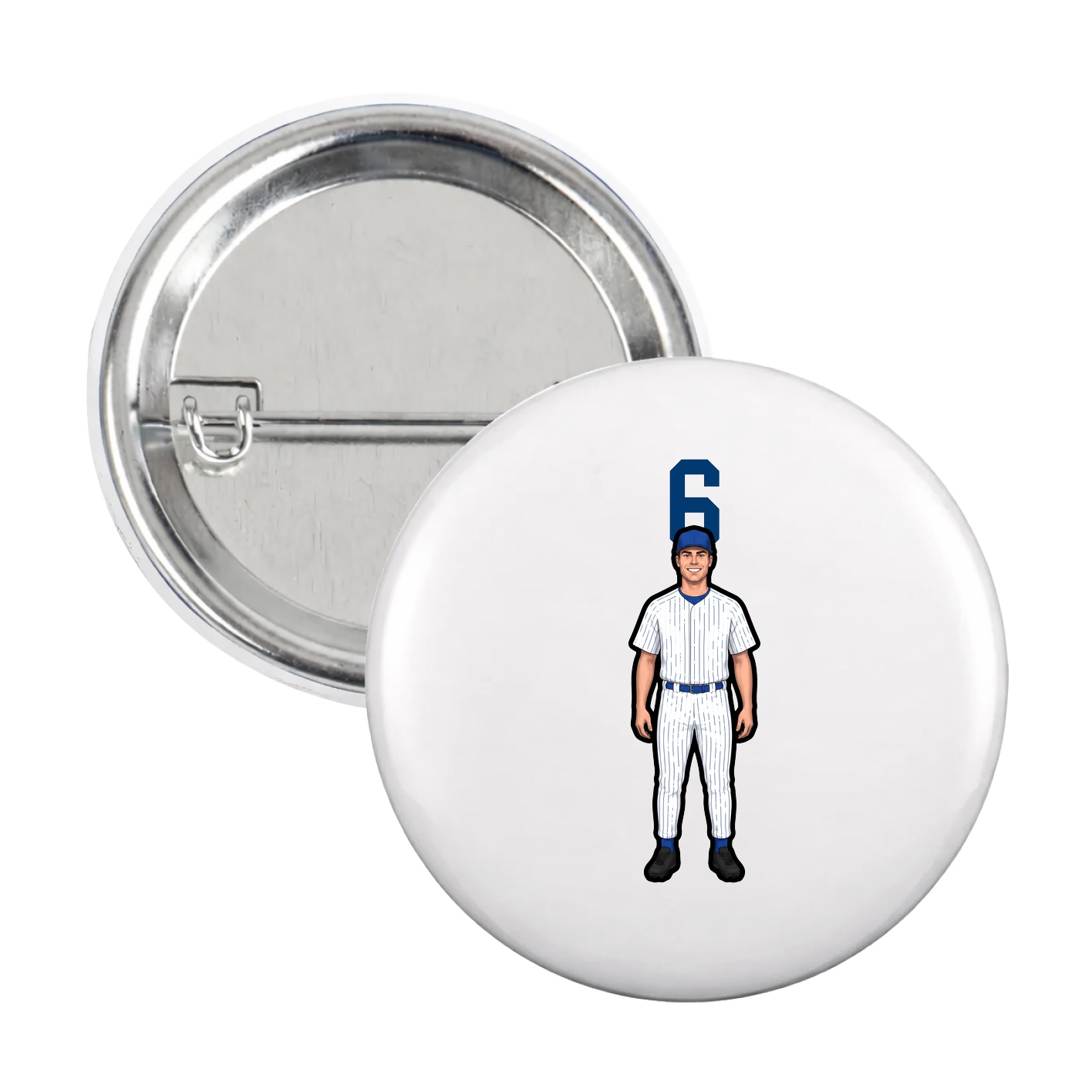 Game Day Button — Number Top in White