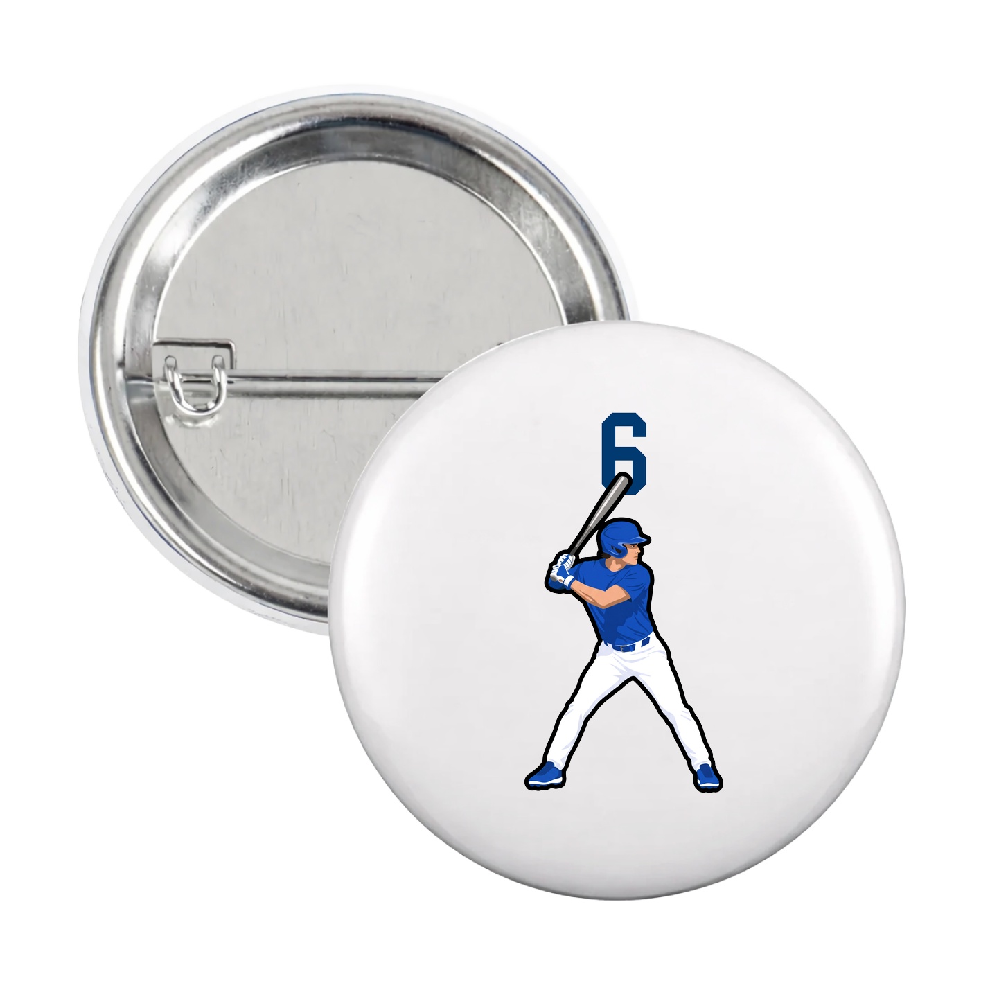 Game Day Button — Number Top in White
