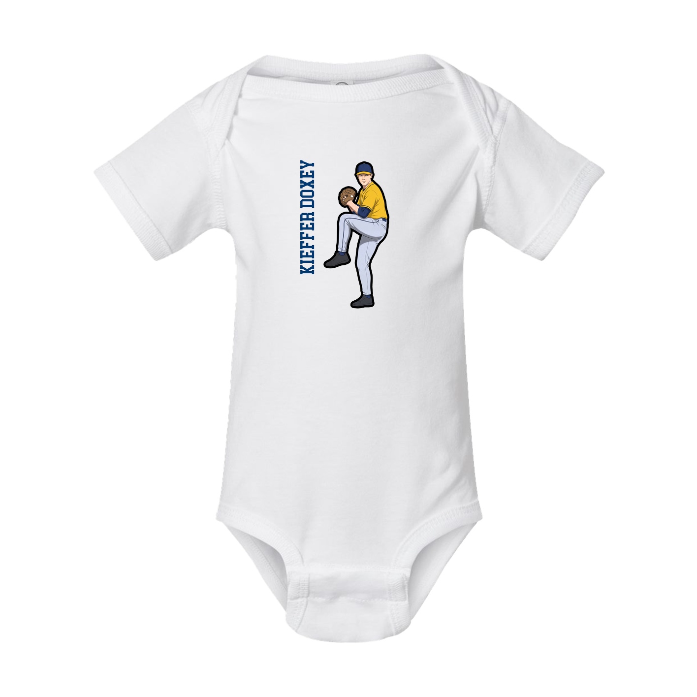 Baby Onesie — Name Vertical in White