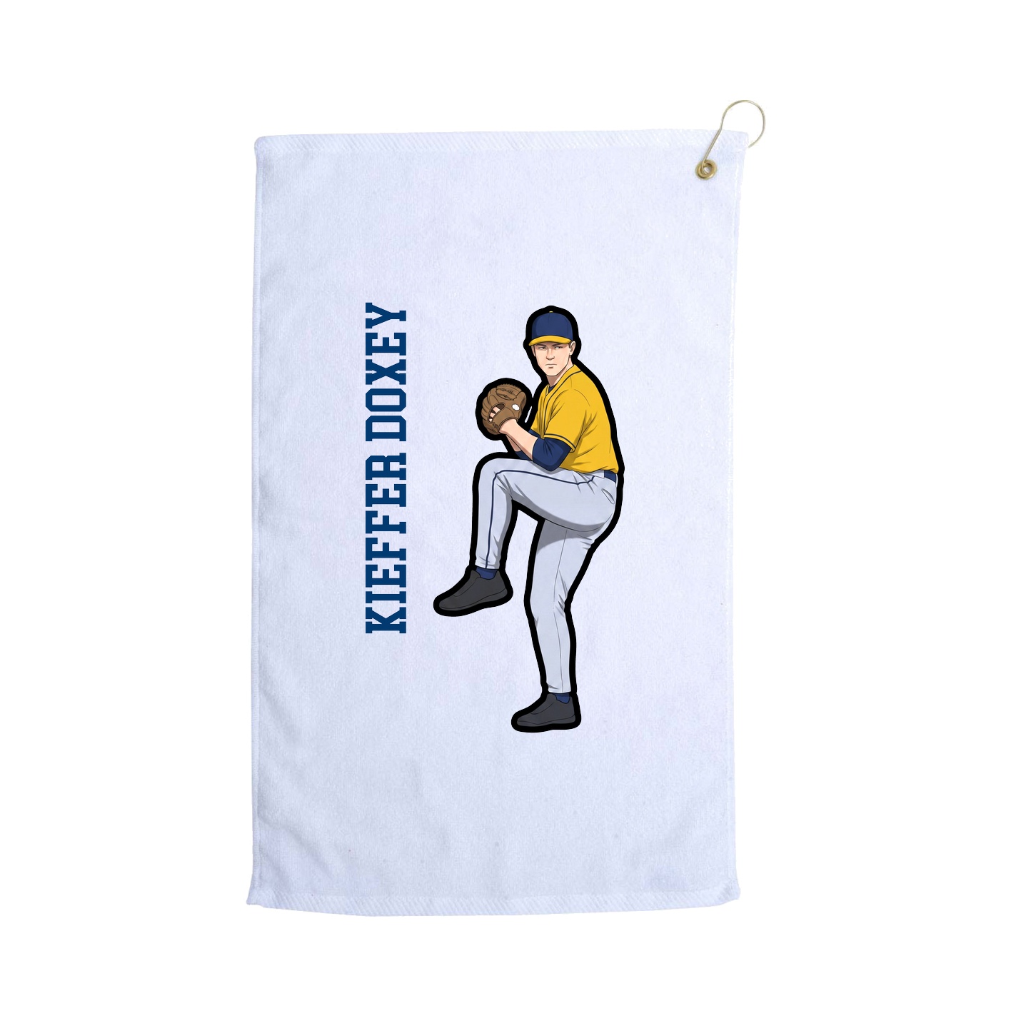 Golf Towel — Name Vertical in White