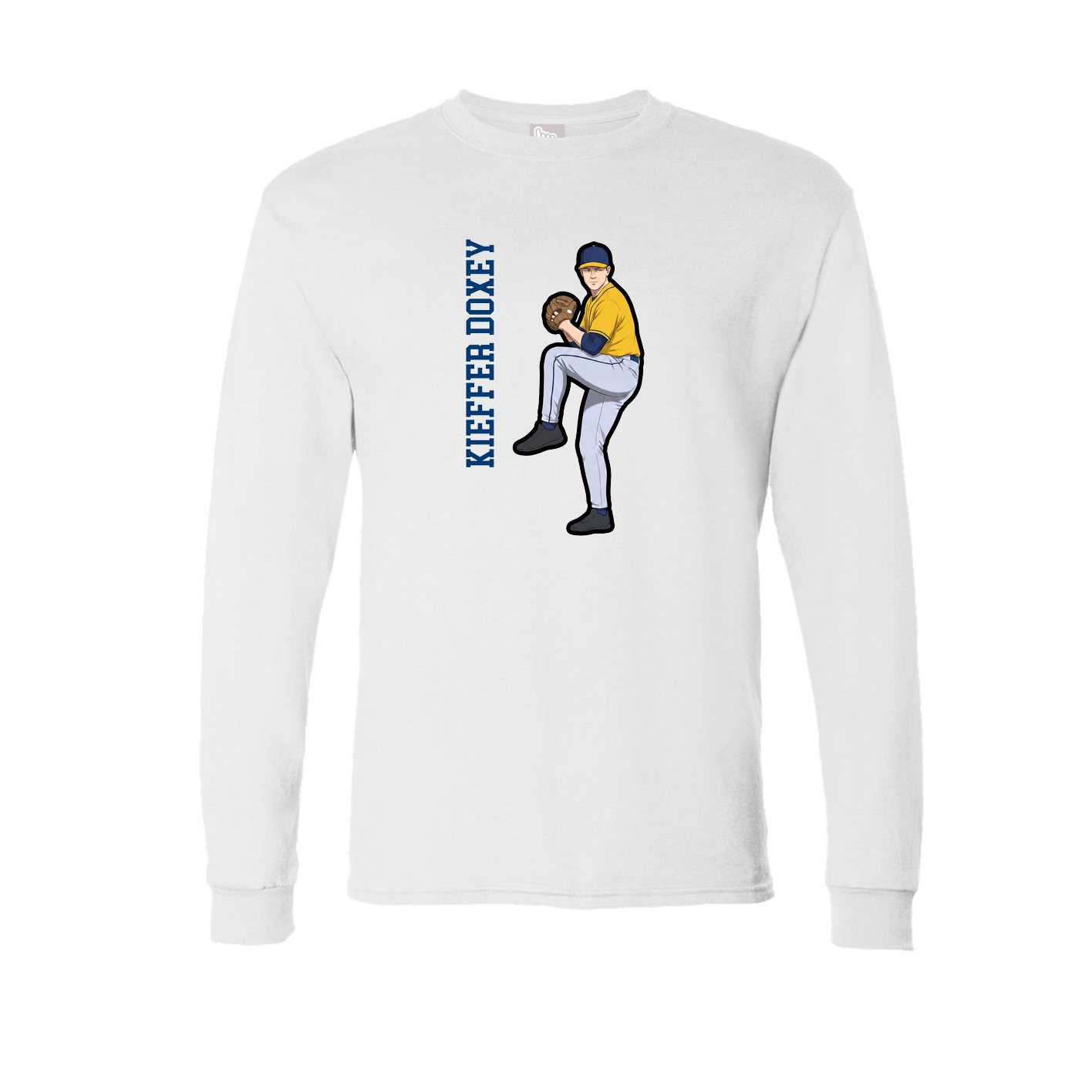 Long Sleeve Tee — Name Vertical in White