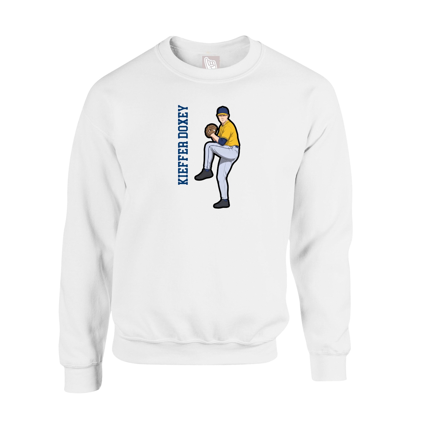 Fleece Crew — Name Vertical in White