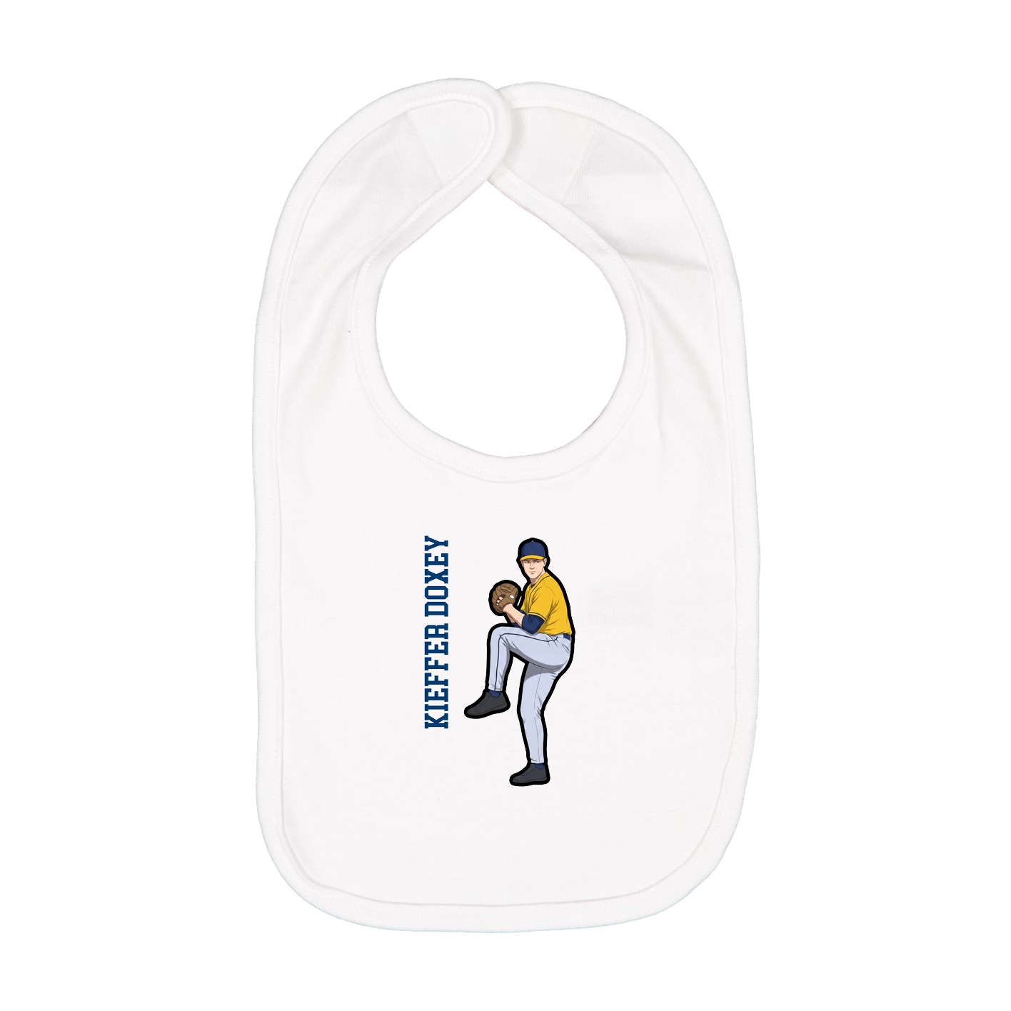 Infant Bib — Name Vertical in White