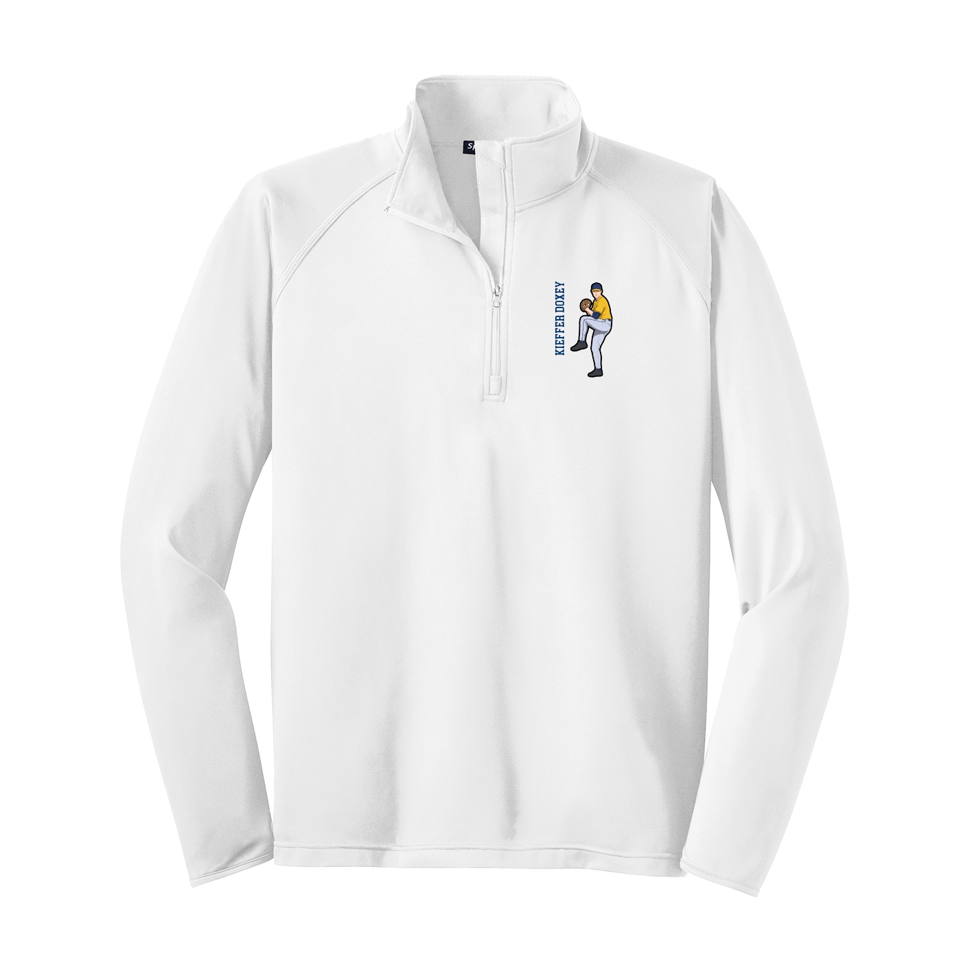 Q-Zip Pullover — Name Vertical in White