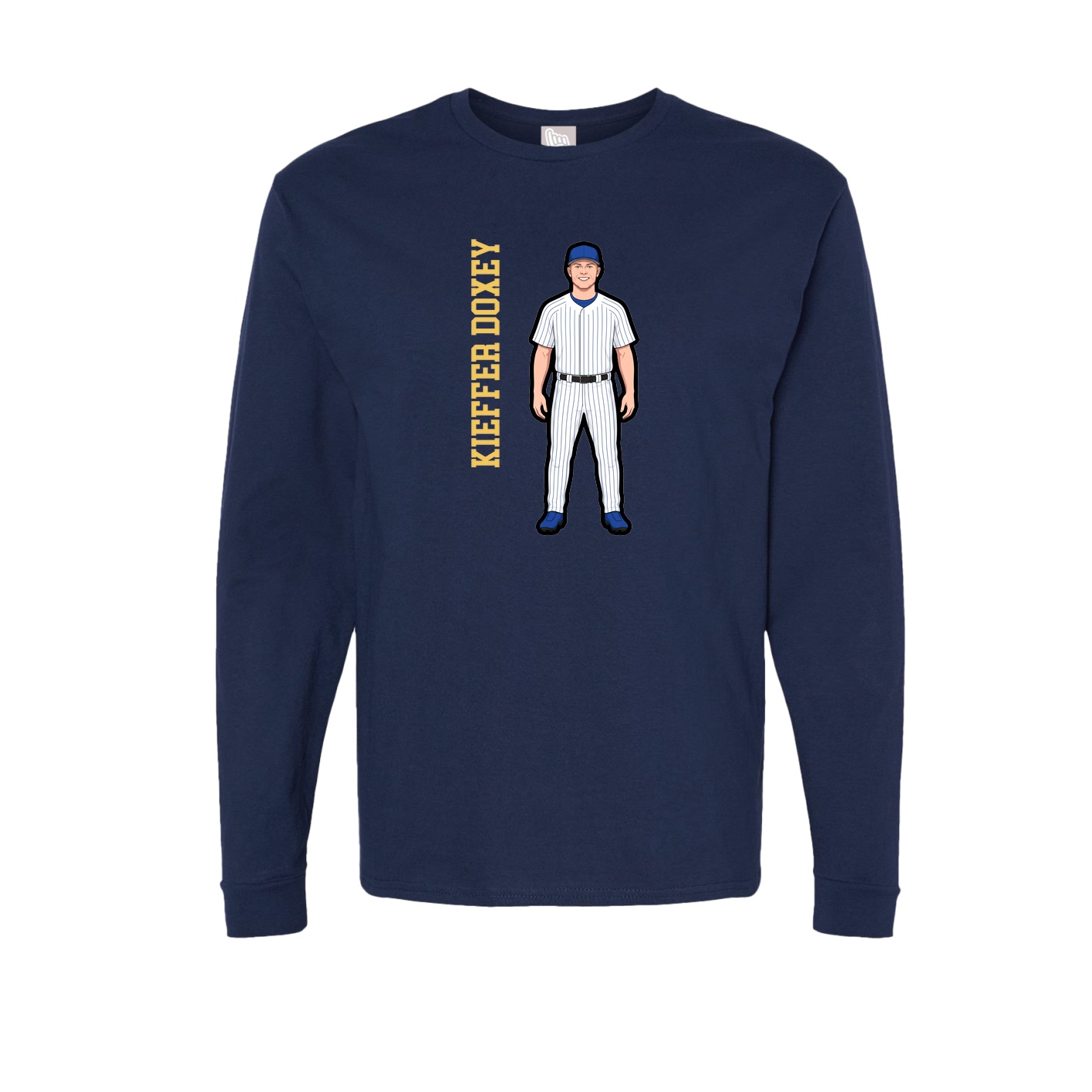 Long Sleeve Tee — Name Vertical in Navy