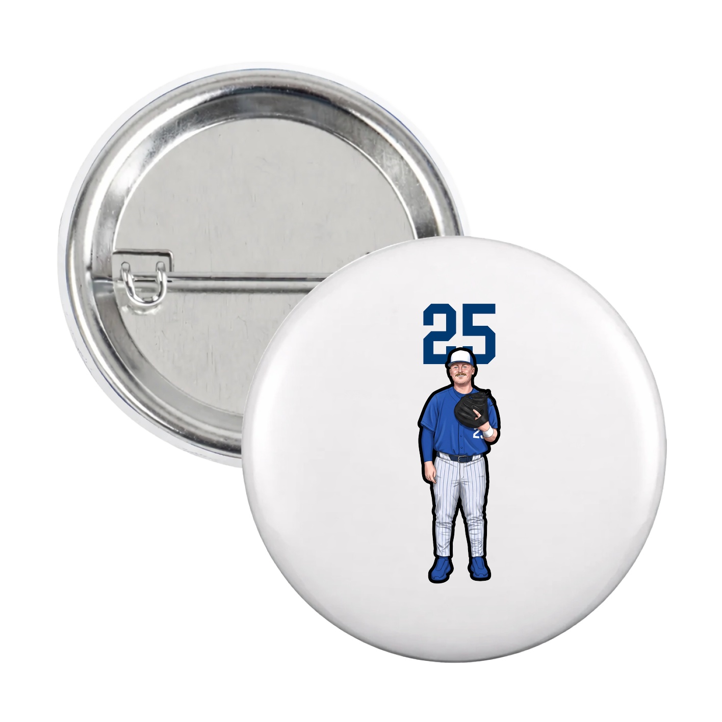 Game Day Button — Number Top in White
