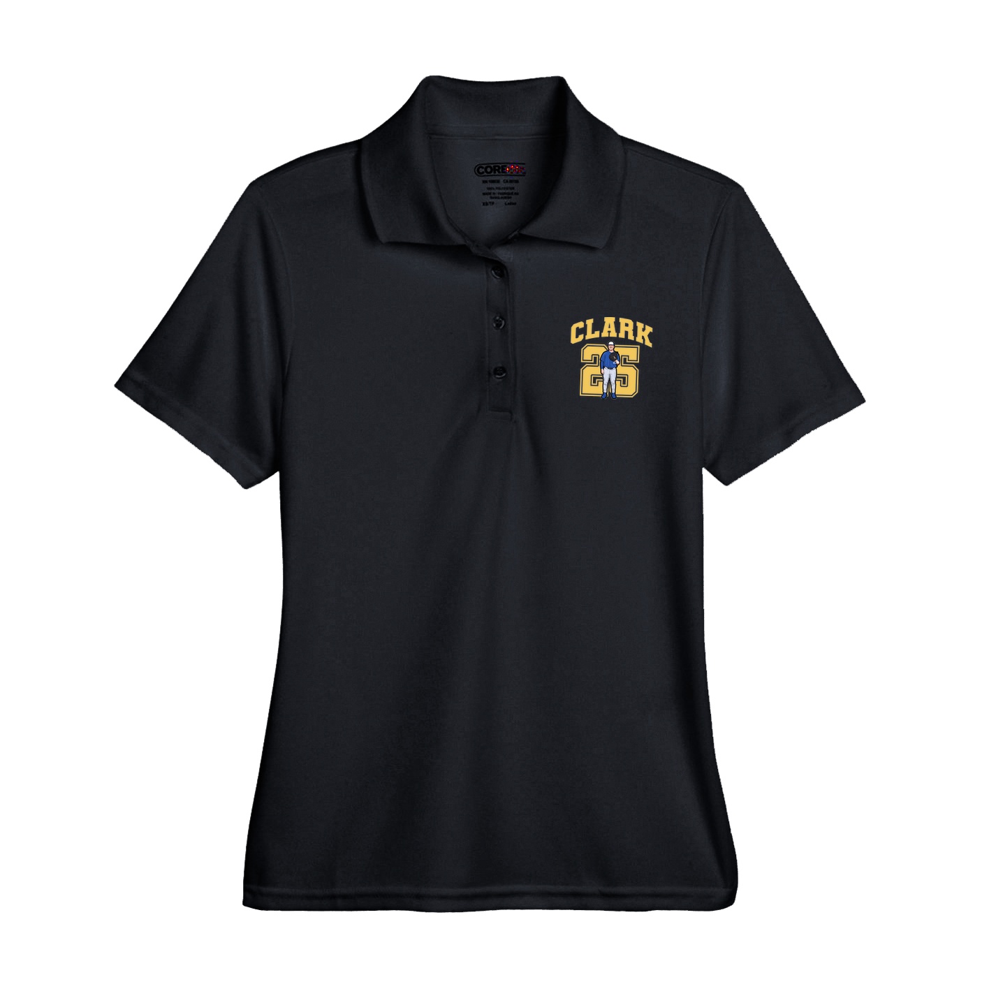 Womens Performance Polo — Number in Black