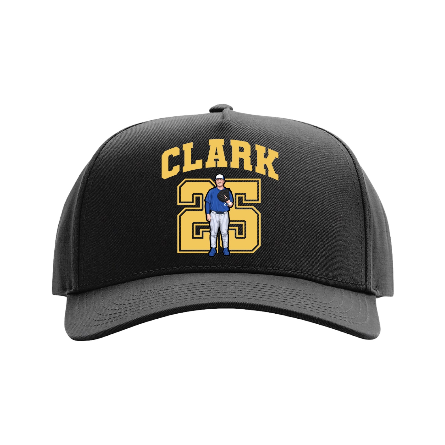 Full Fabric Five-Panel Champ Cap — Number in Black